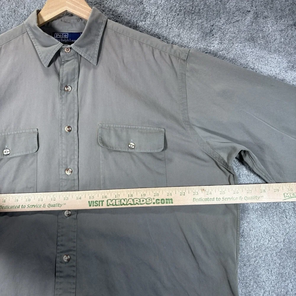 Vintage Polo Ralph Lauren Shirt Mens L Beige Khaki Pockets Utility‎ Safari 90s